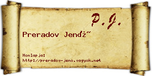 Preradov Jenő névjegykártya